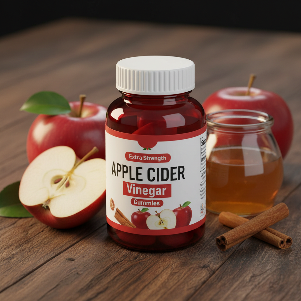Apple Cider Vinegar Gummies with fresh apples and natural ingredients