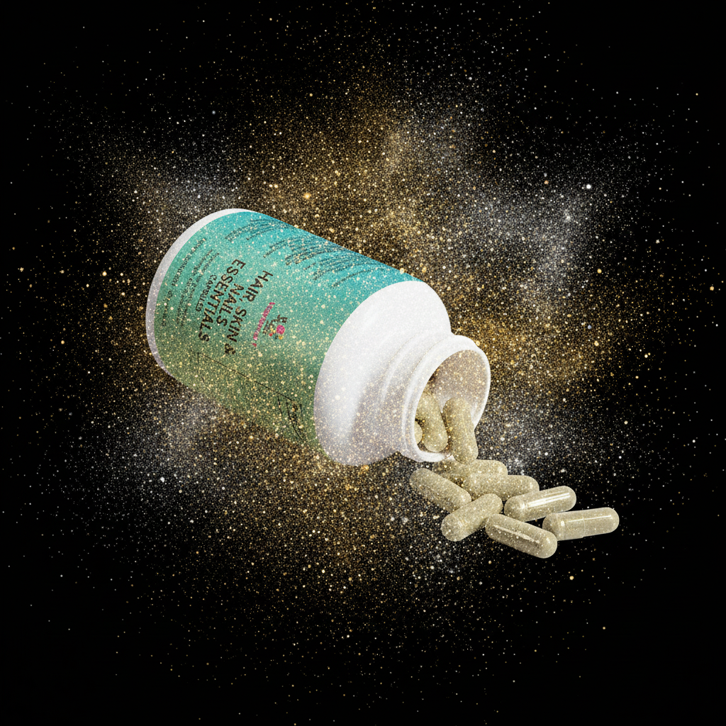 Hair Skin Nails capsules spilling with glitter