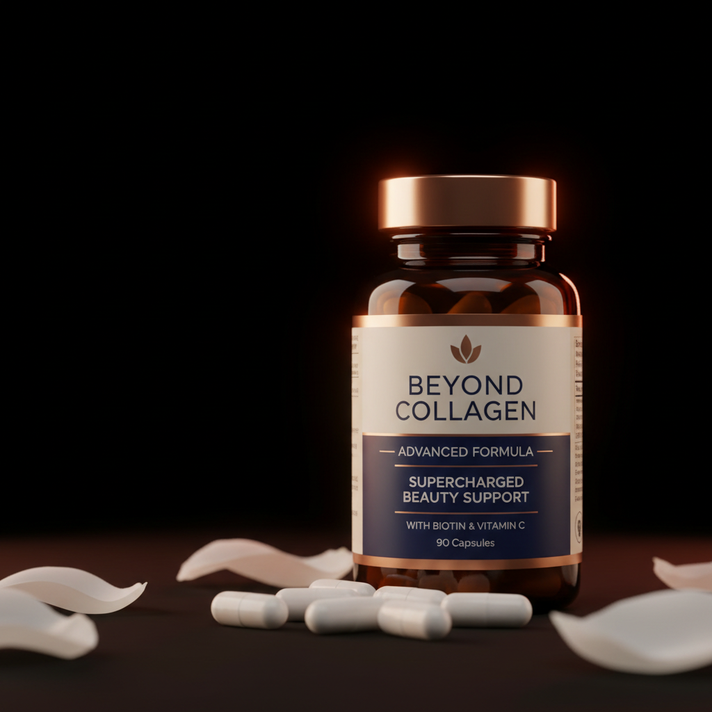 Beyond Collagen Advanced Formula premium brand editorial rose gold glow