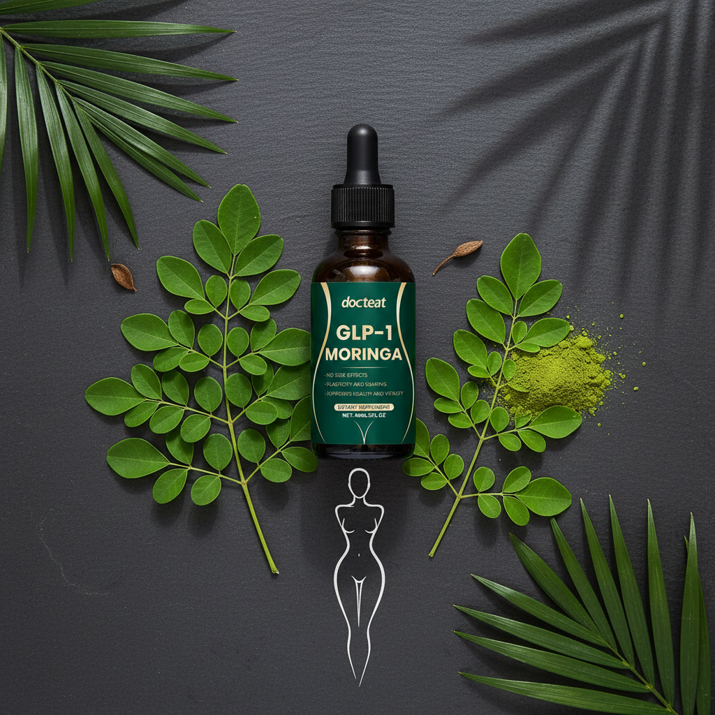 Docteat GLP-1 Moringa flat lay dark slate
