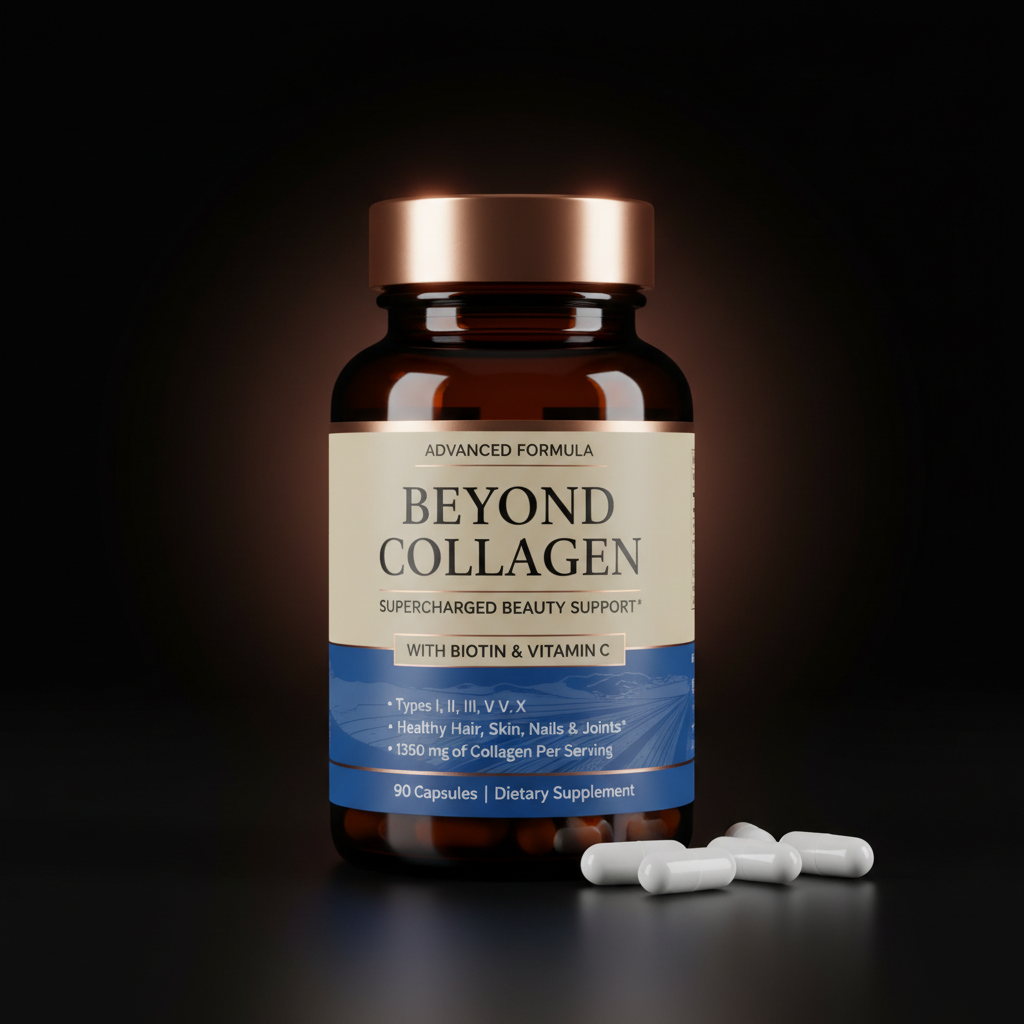 Beyond Collagen Advanced Formula premium studio hero shot rose gold cap