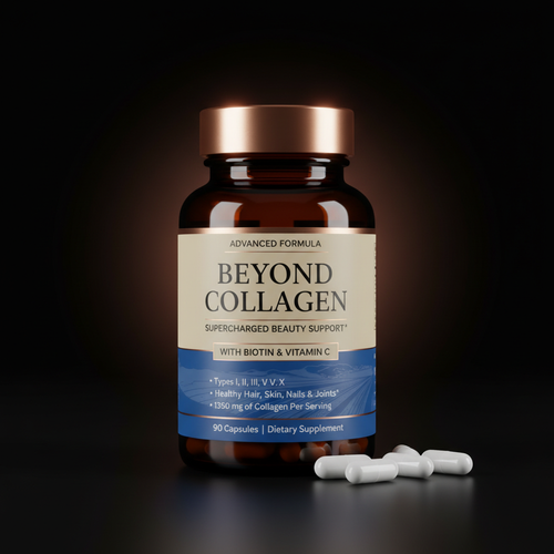Beyond Collagen Advanced Formula premium studio hero shot rose gold cap