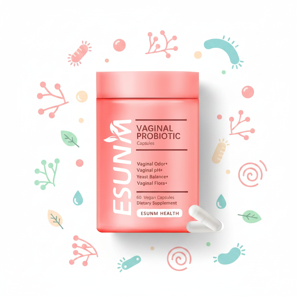 ESUNM Vaginal Probiotic flat lay clinical