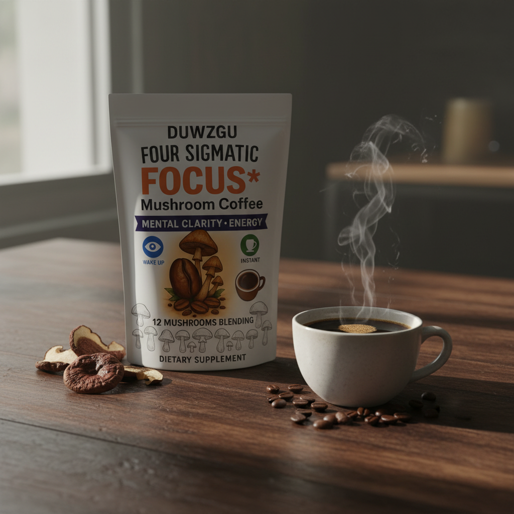 DUWZGU Mushroom Coffee bag with cup and mushrooms