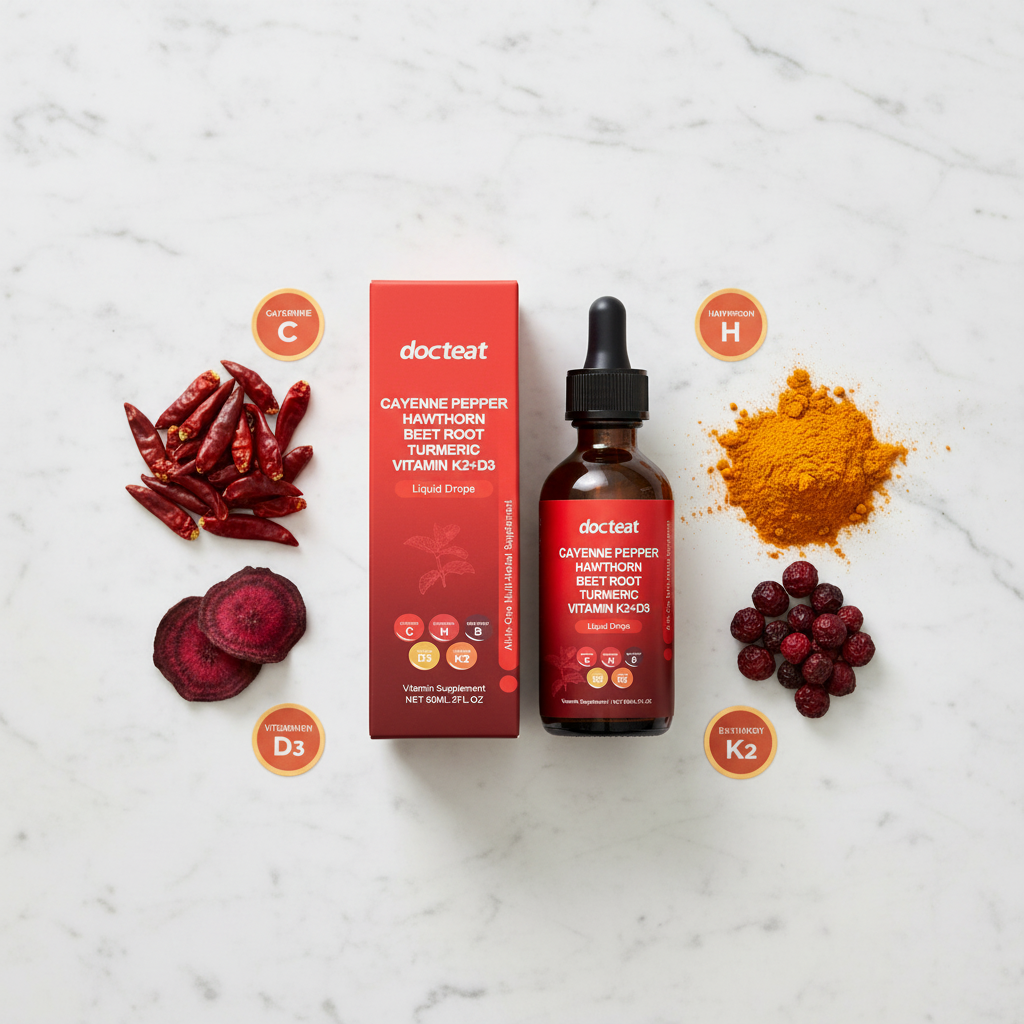 Docteat flat lay with ingredients on marble
