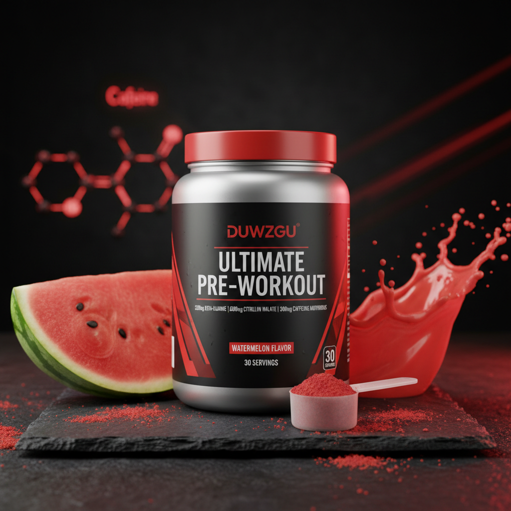 DUWZGU Ultimate Pre-Workout with watermelon and powder ingredients